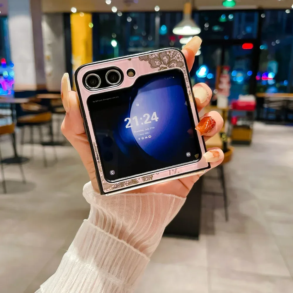 Material: Canvas, Color: Pink - For Samsung Galaxy Z Flip 5 4 3 5G MagSafe Magnetic Phone Case Stand Holder Glitter Bling Diamond 3D Ring Cover For Z Flip5 4 5G