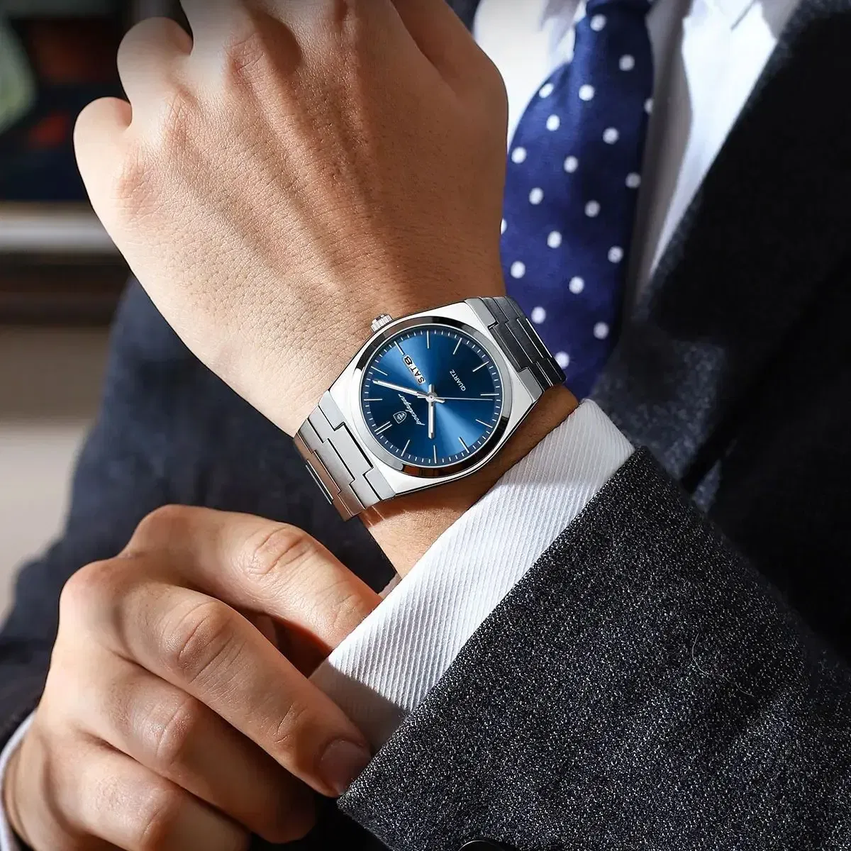 Color: Coffee - POEDAGAR Luxury Watch For Man Waterproof Luminous Date Week Stainless Steel Men Watch Casual Quartz Men's Watches Male Clock+box