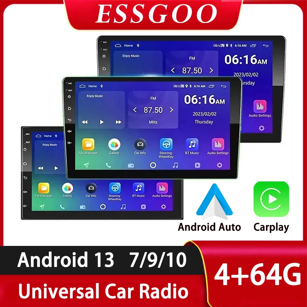 Color: Gold, Ships From: CHINA - ?‹ESSGOO Car Radio 2 Din 7"/9"/10" Carplay Auto Android 13 Mp5 Universal WIFI GPS Car Radio Multimedia Video Player FM Car Stereo