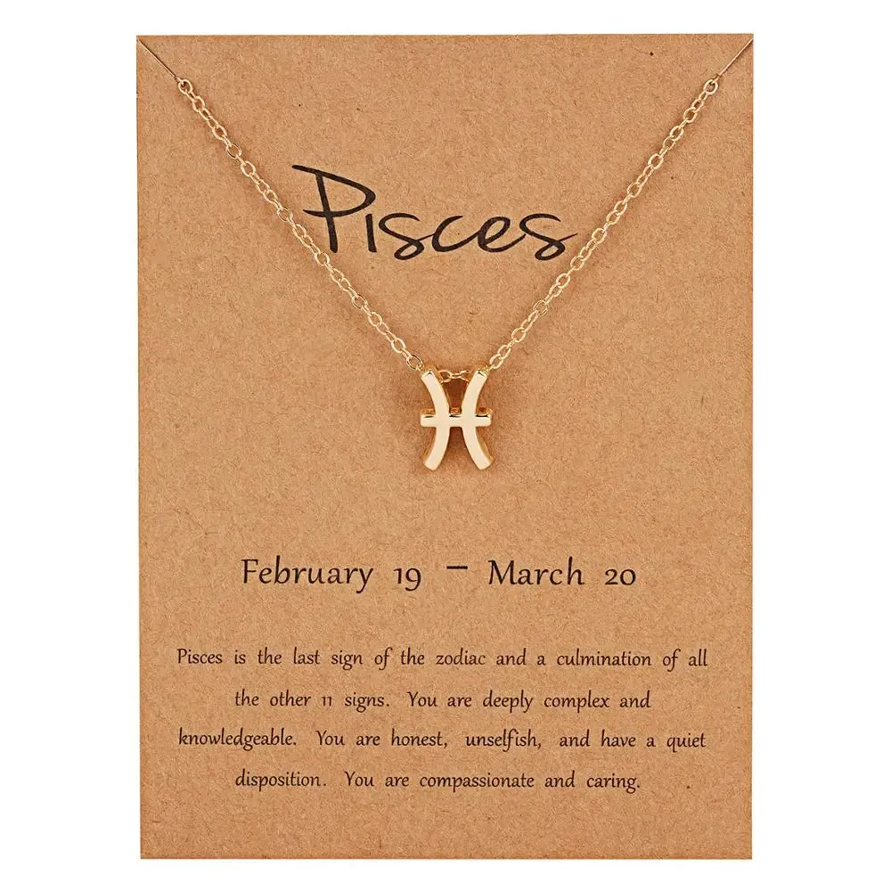 Metal Color: Gold-color - 12 Constellation Pendant Necklaces Jewelry Choker Necklace Zodiac Sign Charm Necklace Birthday Gifts Aquarius Pisces Leo Virgo