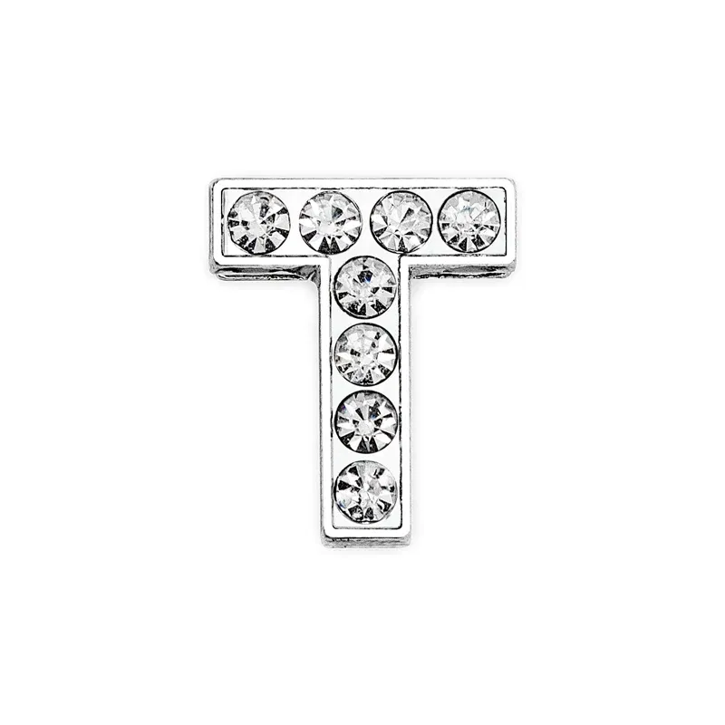 Color: Light Pink - Rhinestone Slide Letter Charms For Jewelry Making Women Bracelet 8mm Alphabet A-Z Pet Collar Necklace DIY Accessories Gift