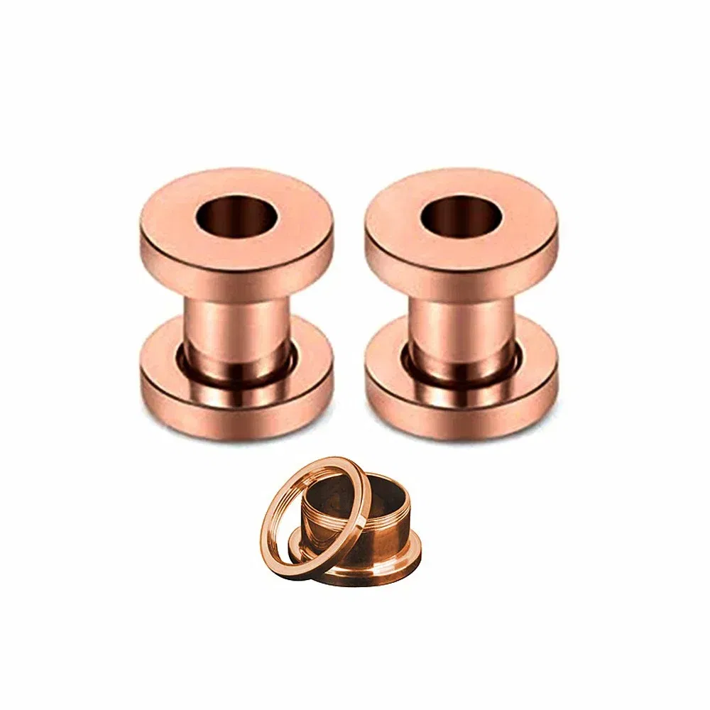 Metal color: Light Yellow Color, Main Stone Color: PURPLE - 2PCS Multi Color Steel Screw Fit Tunnel Ear Plug Stretcher Gauge 3-25mm Ear Lobe Tunnel Expander
