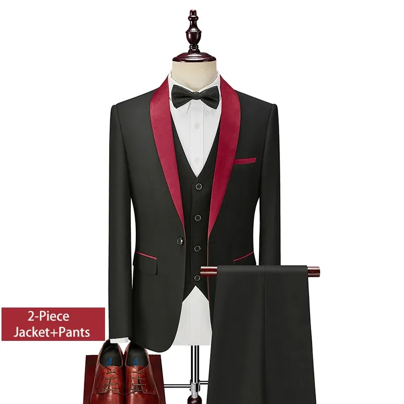 Color: Brown, Size: L - Shenrun Men Tuxedo Slim Fit Fashion Suit Wedding Shawl Lapel 3 Pieces Skinny Single Breasted Jacket Party Prom Singer Costume