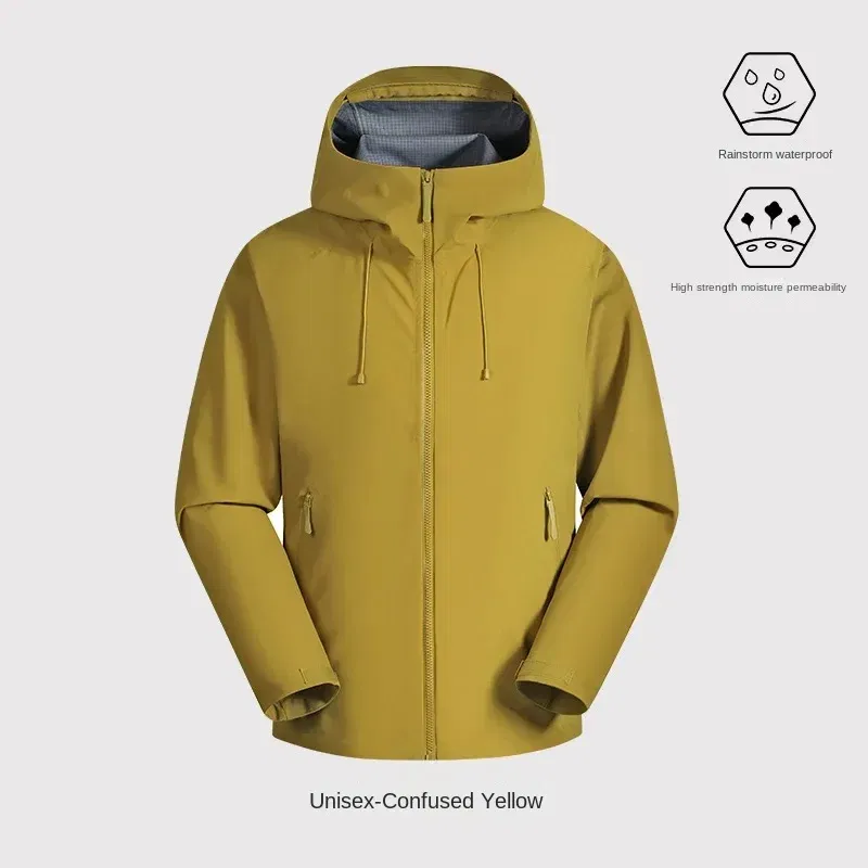 Color: SKY BLUE, Size: L - GB Standard Waterproof Jacket Men Women, All-Weather Hiking Raincoat, Breathable Windbreaker, Outdoor Trekking Climbing Coat