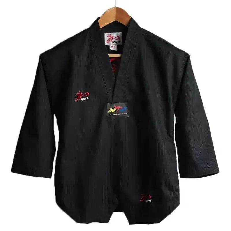 Color: Black, Size: XXL - High Quality Black Taekwondo Dobok Training Taekwondo Suits Embroidery Uniforms Poomsae Dobok WTF Approved Size 140-190cm