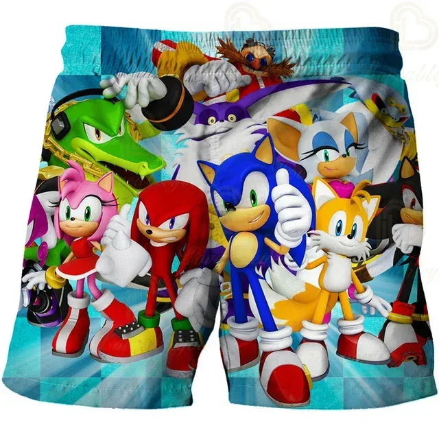 Color: GRAY, Kid Size: 4T - New Anime Kids Sonic Shorts Fashion Boys Girls Clothes Harajuku Cute Baby Cartoon Casual Summer Boy Boy Beach Pants
