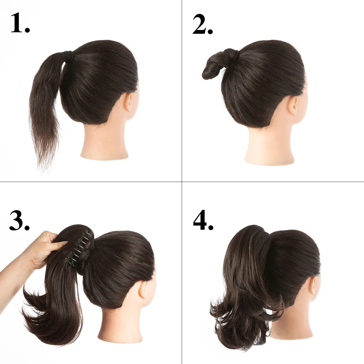 Color: 4/30HL, Stretched Length: 12inches - Synthetic Claw Clip In Ponytail Hair Extensions Hairpiece Horse Tail Fake Hair Wavy Blonde False Pigtail With Elastic Band