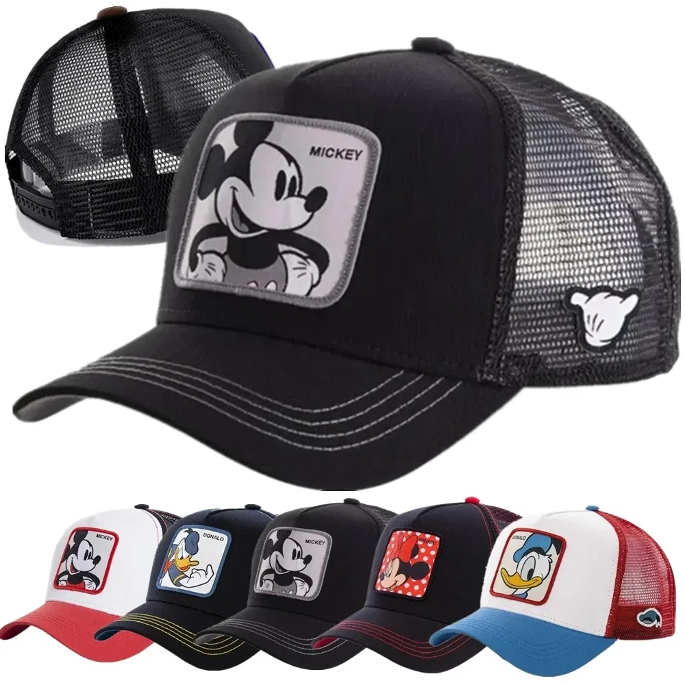 Color: Dark Grey - High Quality Disney Styles Anime Cartoon Snapback Cotton Baseball Cap Men Women Hip Hop Dad Mesh Hat Trucker Hat Dropshipping