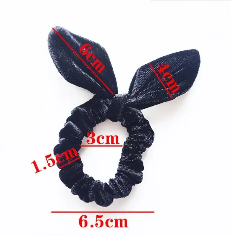 Color: Blue - New Velvet Scrunchies Girls/Women velvet Bunny Ear Knot Bow Hair Bands Rabbit Ear Hair tie Ponytail Hair Accessories