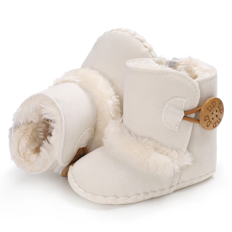 Color: Dark Grey, Baby Age: 13-18 Months - 2022 Baby Autumn Winter Boots Baby Girl Boys Winter Warm Shoes Solid Fashion Toddler Fuzzy Balls First Walkers Kid Shoes 0-18M
