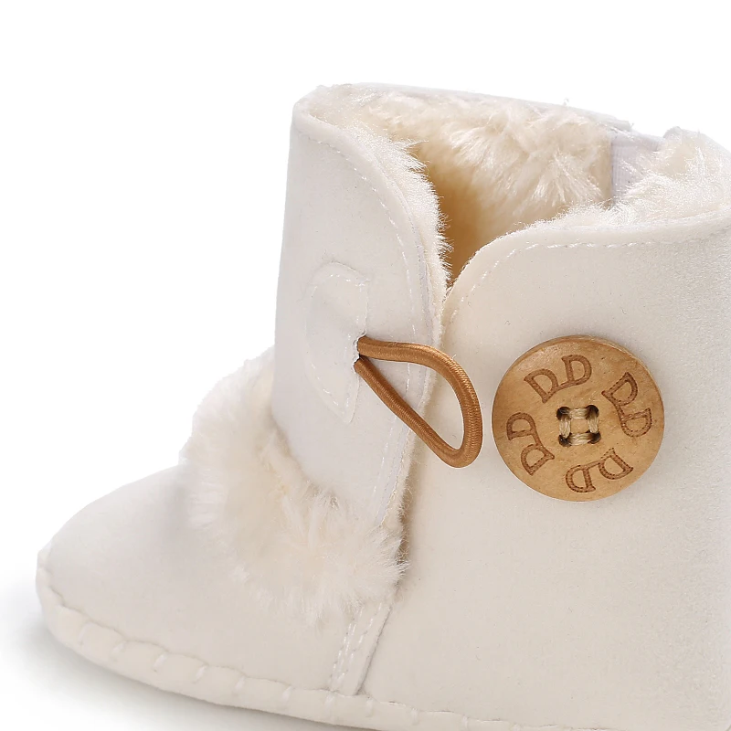 Color: Dark Grey, Baby Age: 13-18 Months - 2022 Baby Autumn Winter Boots Baby Girl Boys Winter Warm Shoes Solid Fashion Toddler Fuzzy Balls First Walkers Kid Shoes 0-18M