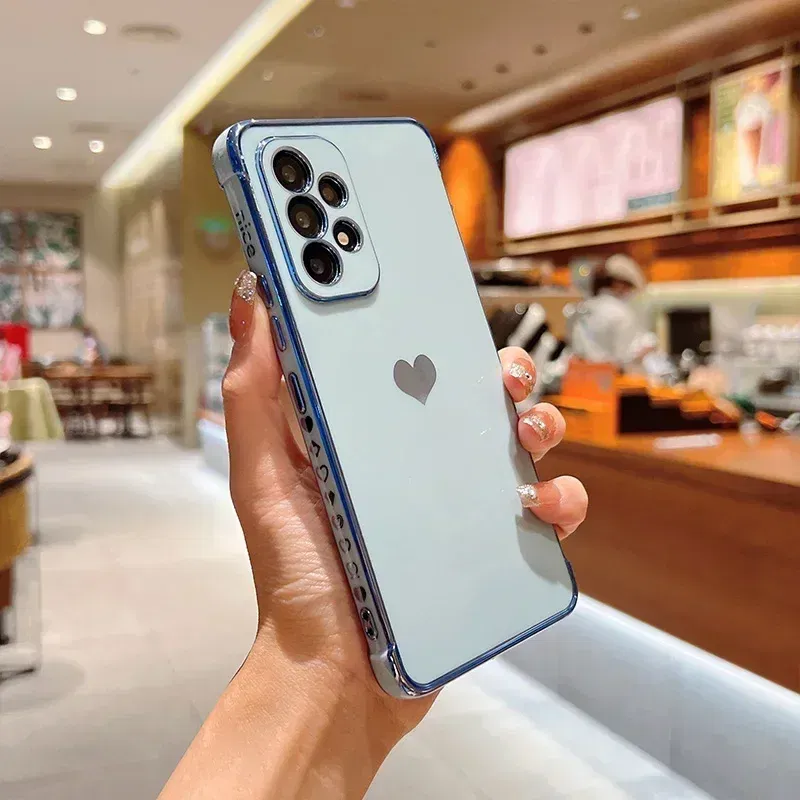 Color: Brown, Compatible-Phone Models: For iPhone SE (2020), Ships From: CHINA - Electroplating Side Love Heart Phone Case For Samsung Galaxy S25 Ultra S24 S23 S22 A16 A55 Protect Lens Shockproof Back Cover
