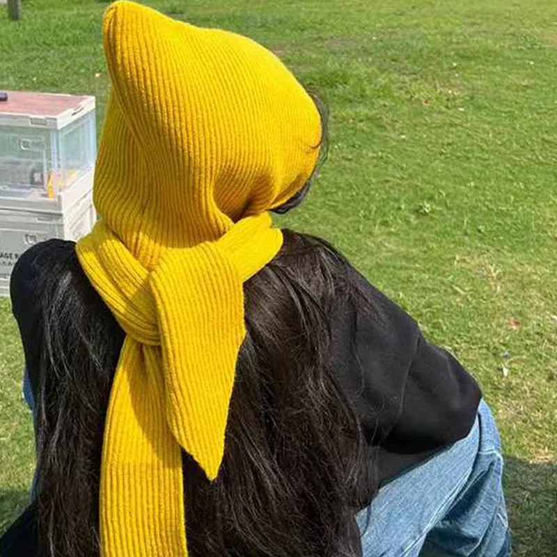 Color: Blue, Size: One Size - Big Knitted Hat Beanies Cap for Men&Women Winter Warm Unisex Hooded Hat Neck Collar Scarf Cap Ski Cold Hat Balaclava Caps Bonnet