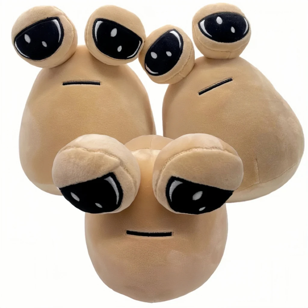 Color: WHITE - 1-6Pcs 22Cm Anime Game The Maw My Pet Alien Pou Kawaii Cartoon Plush Toys Children Birthday Xmas Gifts