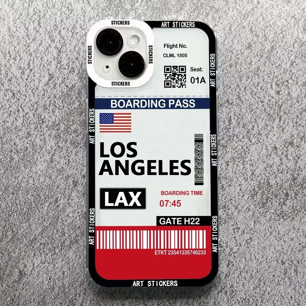 Color: Clear, Material: EVA - World City Travel Ticket Label Phone Case For Samsung Galaxy S10 S20 S21 S22 S23 S24 FE Plus Ultra Note 20 New York Paris
