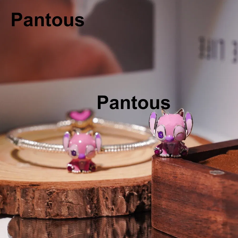 Gem Color: Ochre - S925 Silver Jewelry Stitch and Angel Charms Disney Series Bead 1:1 Model with Logo Fit Pandora Bracelet Women Diy Making Jewelry
