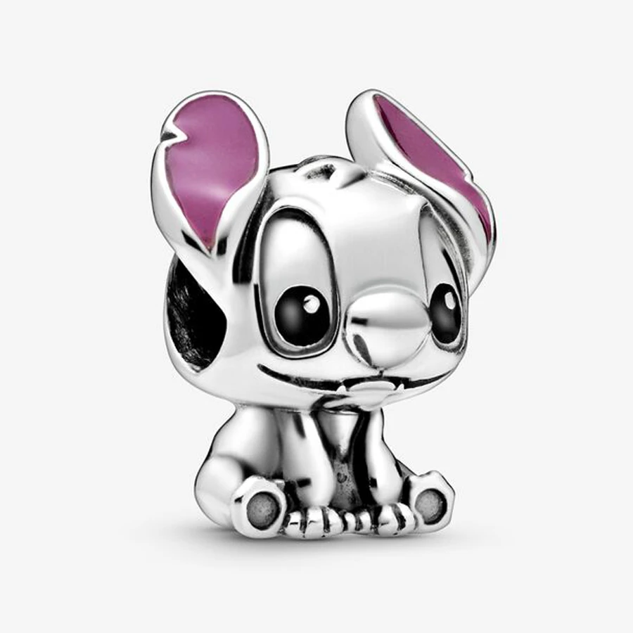 Gem Color: Ochre - S925 Silver Jewelry Stitch and Angel Charms Disney Series Bead 1:1 Model with Logo Fit Pandora Bracelet Women Diy Making Jewelry