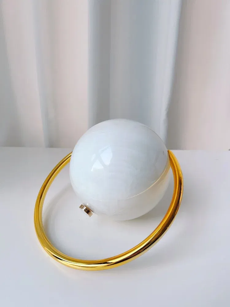 Color: army green - 2025 New Marble Pattern Spherical Banquet Bag for Women Trendy Electroplated Handle PVC Handbags Lady Mini Purse Evening Clutch