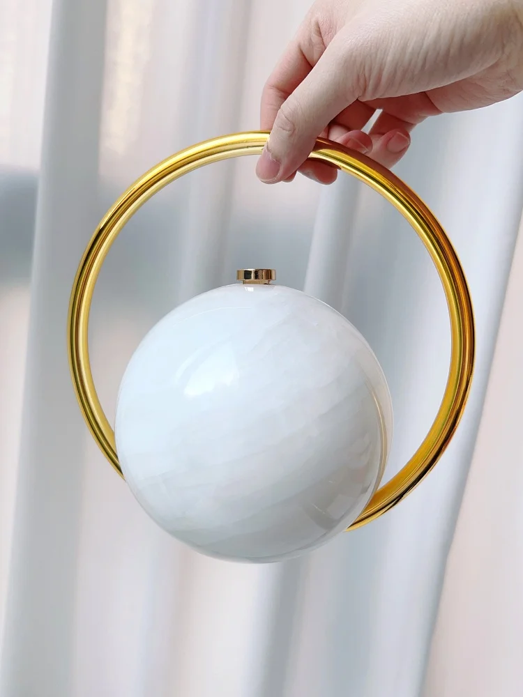 Color: army green - 2025 New Marble Pattern Spherical Banquet Bag for Women Trendy Electroplated Handle PVC Handbags Lady Mini Purse Evening Clutch