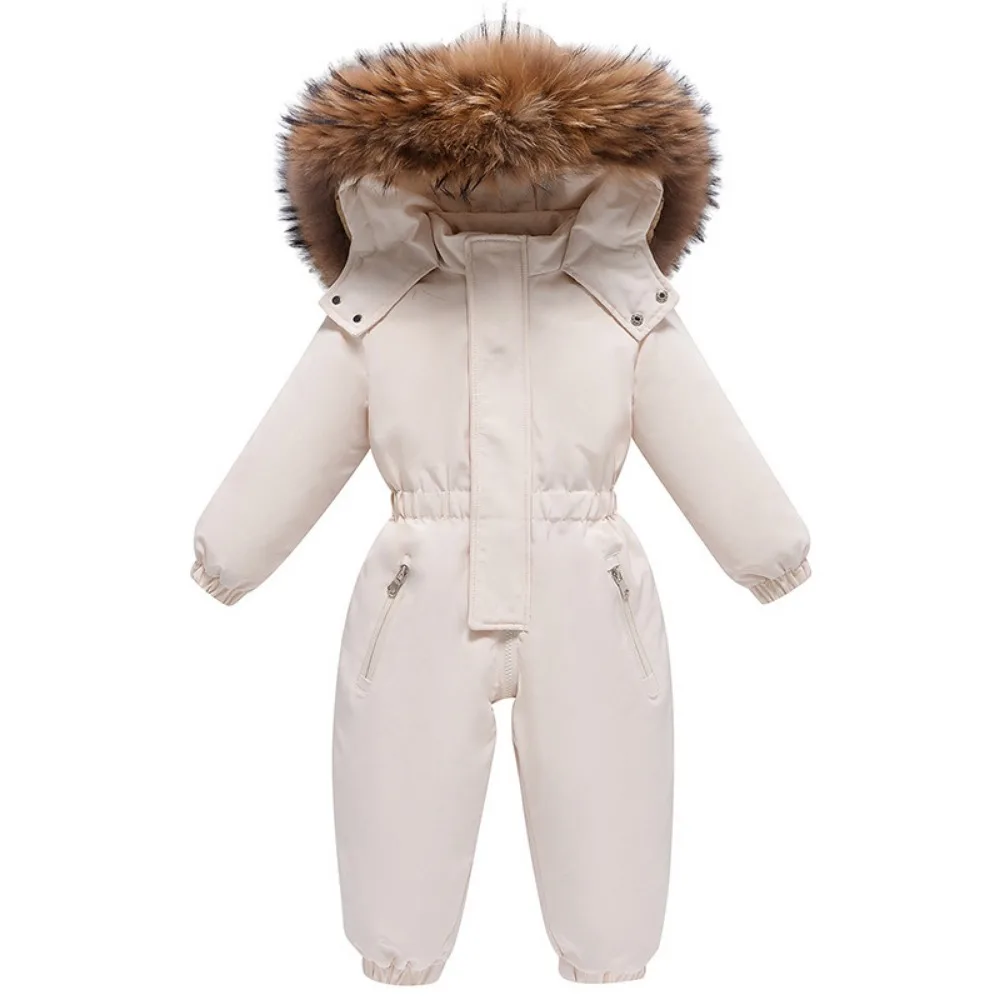 Color: Blue, Kid Size: 6M - 2024 New Cute Simple Children's One-piece Down Jacket 1-6 Years Old Outdoor Skiwear Jacket Crawling Suit Boys Girls Onesie