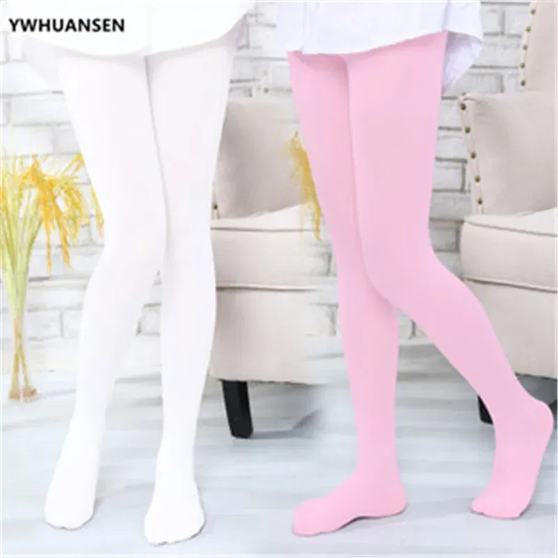 Color: light green, Size: M - 1/2/4/6/8 Pairs/lot Spring Summer Candy Kids Pantyhose Ballet Dance Tights for Girls Stocking Children Velvet Solid White