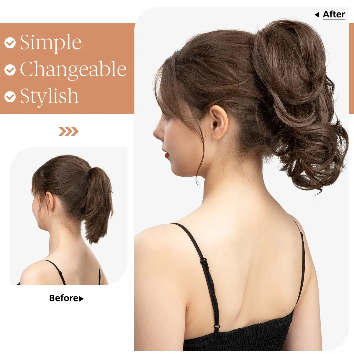 Color: P4/27 - SARLA One Piece Premium Synthetic Diy Claw Clip In Ponytail Extensions Natural Hairpiece Hair Bun Fake Blonde False Pigtail