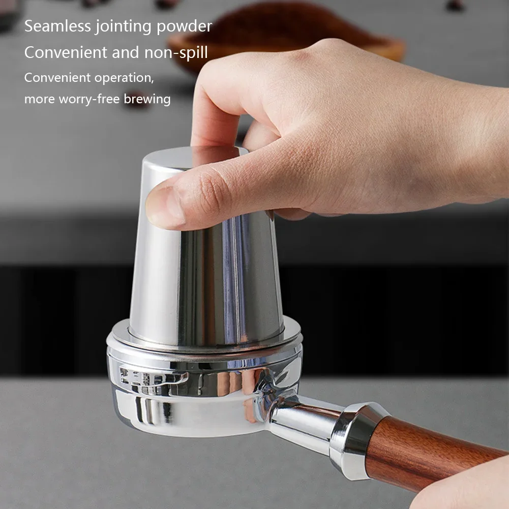 Color: black - Coffee Dosing Cup 51/54/58mm Coffee Bean Measuring Cups Stainless Steel Replacement Cafe Barista Tool for Espresso Machine