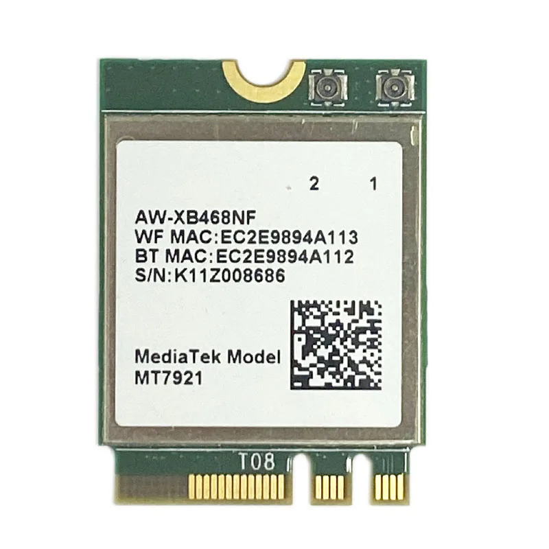 MediaTek MT7921 Desktop Kit Wi-Fi 6 1800Mbps Bluetooth 5.2 Wireless Card 802.11AX 8DBi Antennas NGFF m2 for Windows 10 / 11