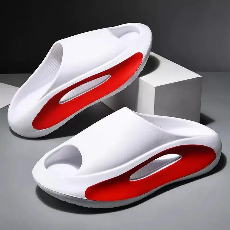 Color: Blue, Shoe Size: 40-41 - Summer Slippers Men Women EVA Soft Bottom Indoor Home Slides Sandals Light Beach Shoes Male Slippers Flip Flops Big Size 46 47