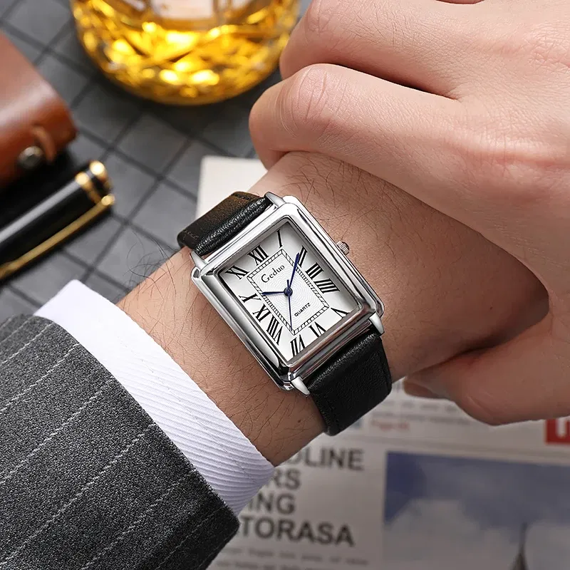 Color: Multicolor - Fashion Men's Quartz Wristwatch Leather Strap Watch