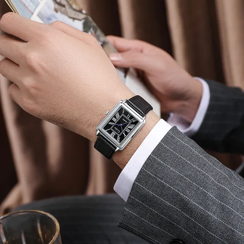 Color: Multicolor - Fashion Men's Quartz Wristwatch Leather Strap Watch