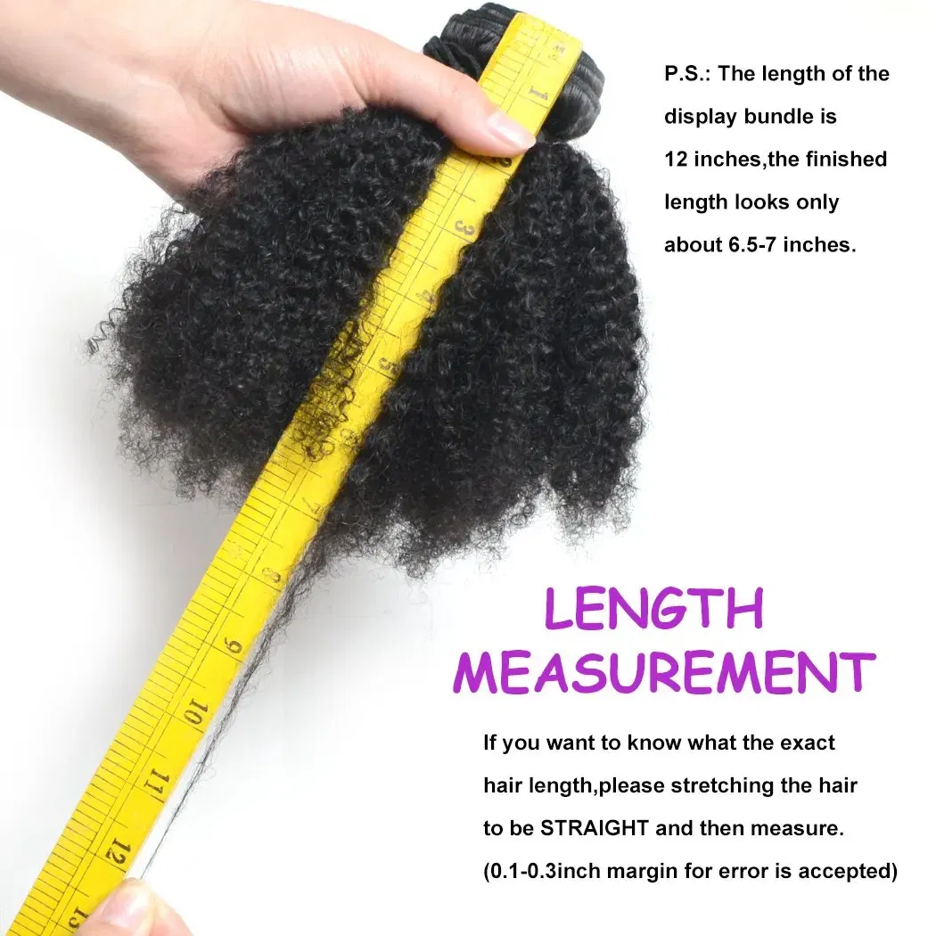 Color: Natural Color, Stretched Length: 22 22 24 - Brazilian Afro Kinky Curly Human Hair Bundles 4b 4c Afro kinky Bulk Human Hair Weave Bundle Deal Hair Extensions Wholesale