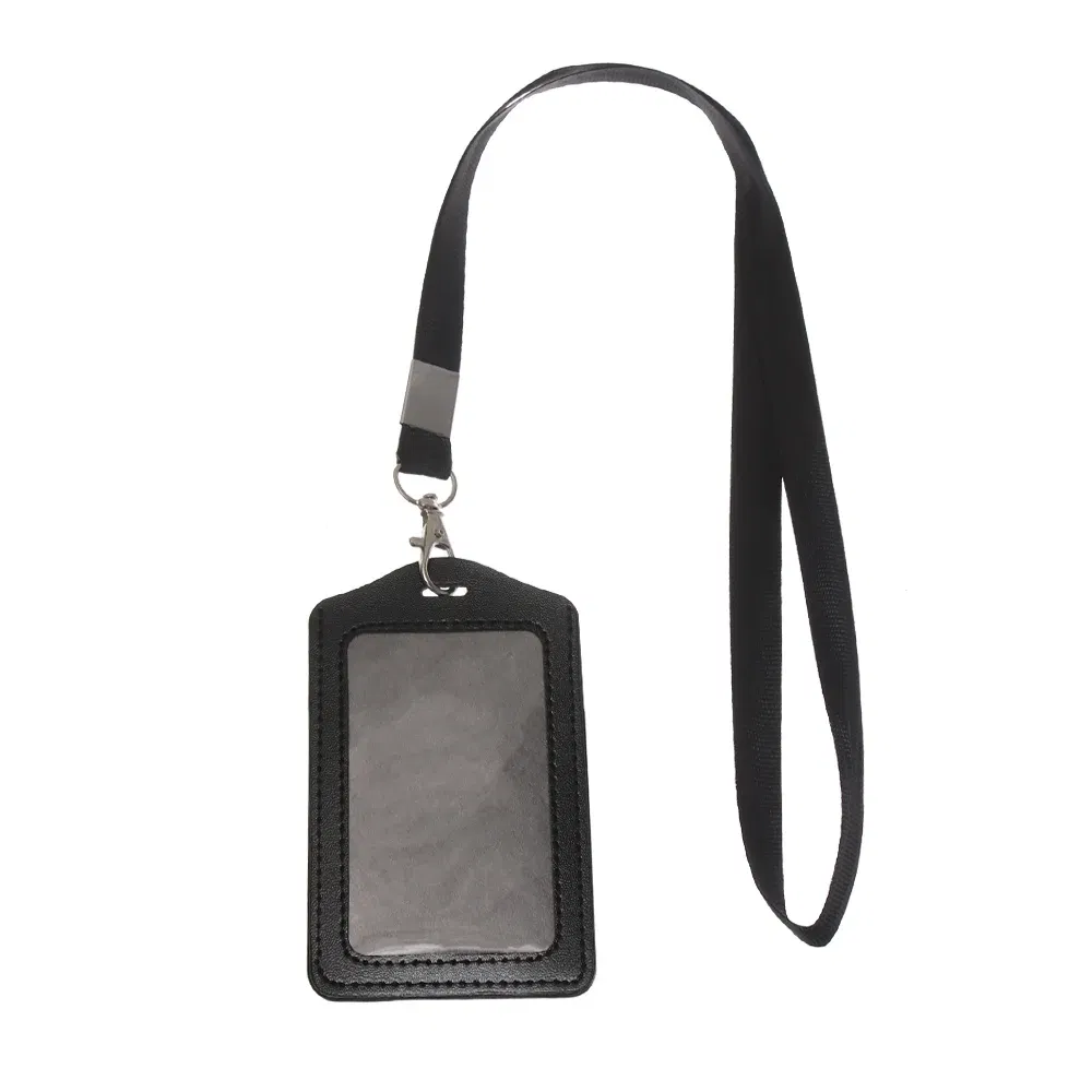 Color: PURPLE - Unisex Work Card Holders With Lanyard PU Bank Card Name Credit Card Holders Card Bus ID Holders Identity Badge With Neck Strap
