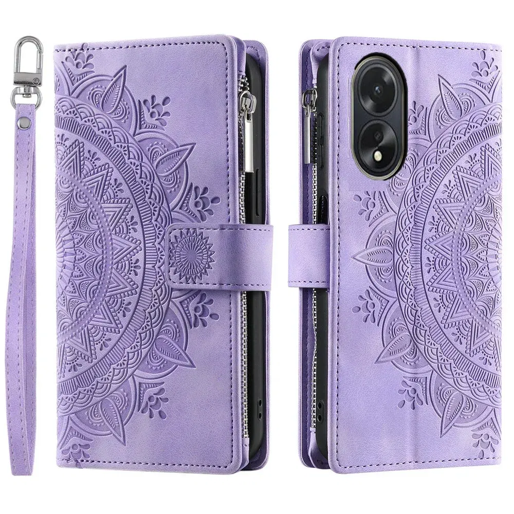 Color: MAROON, Material: Cotton Fabric - For OPPO A38 A58 A57 A 78 38 4G 5G Book Case Crossbody Lanyard Zipper Wallet Funda OPPO A78 Case Phone A98 A 58 98 A18 A77 S A17