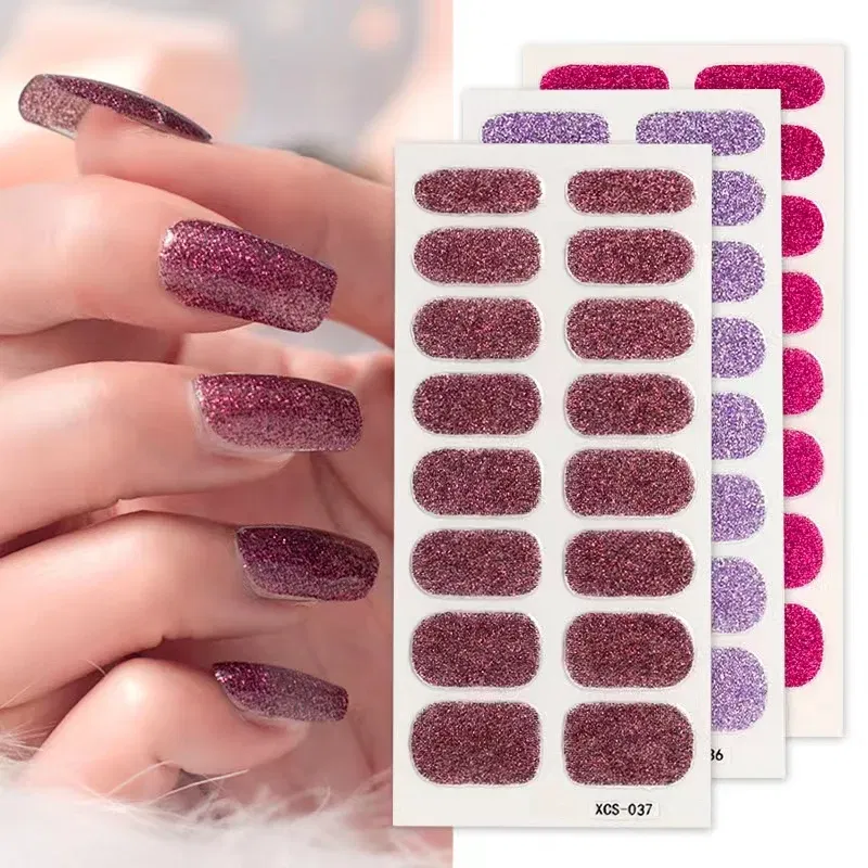 Color: Lvory - Nail Sticker Shiny Design Full Beauty Stickers for Nails Decals Plain Stickers Women Salon Nail Art