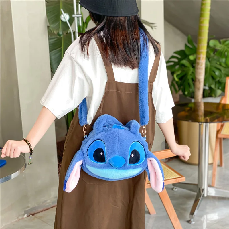 Color: Brown - Disney Anime Lilo & Stitch Toy Kawaii Messenger Bag Girl Heart Handbag Stitch Doll Children Cartoon Soft Sweetheart Shoulder Bag