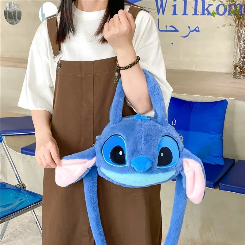 Color: Brown - Disney Anime Lilo & Stitch Toy Kawaii Messenger Bag Girl Heart Handbag Stitch Doll Children Cartoon Soft Sweetheart Shoulder Bag