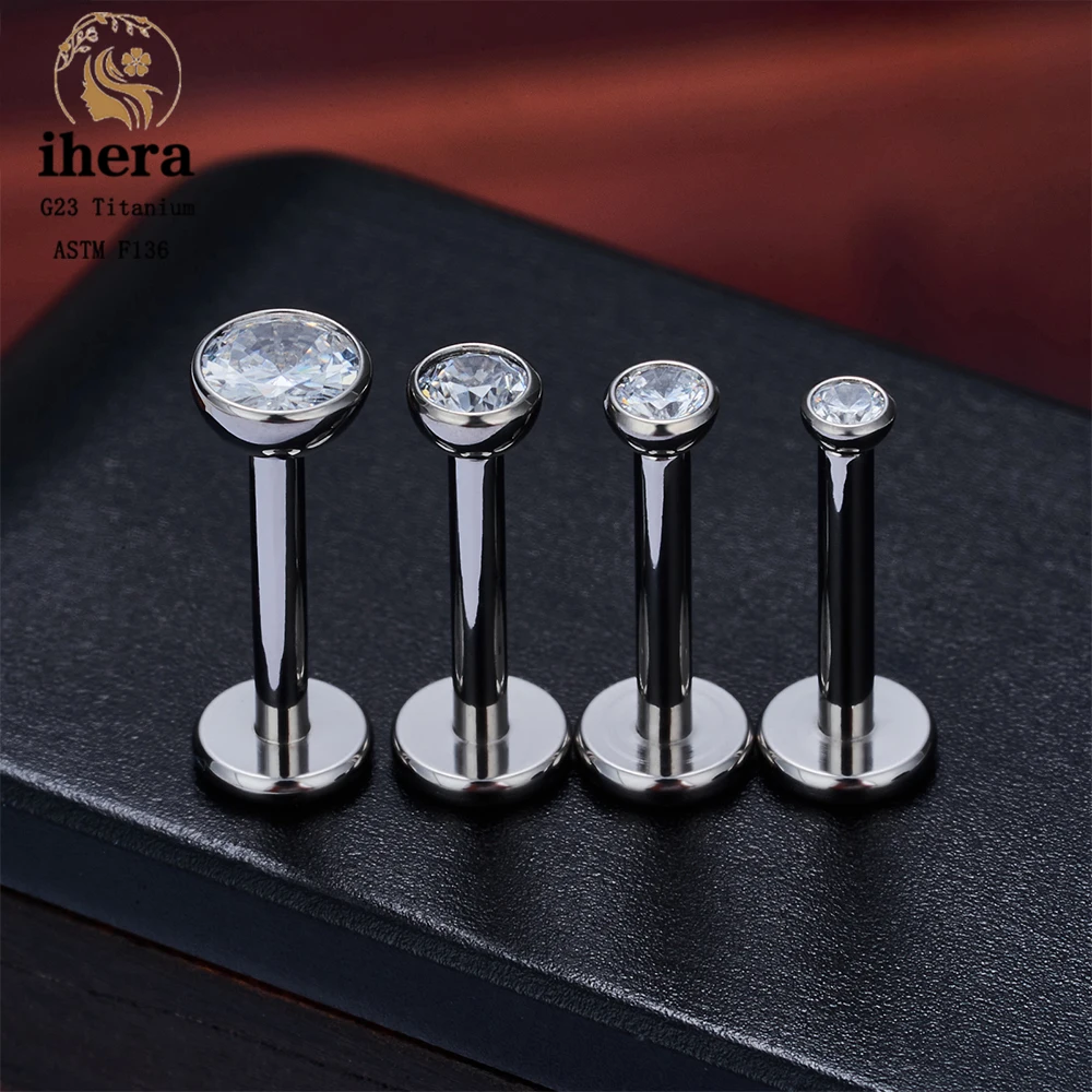 Metal color: SILVER PLATED, Ships From: CHINA, Main Stone Color: Gold - 10PCS G23 Titanium Labret Piercing Lip Ring 16G F136 Internal Thread Nose Stud Earring Tragus Helix Cartilage Piercing Jewelry