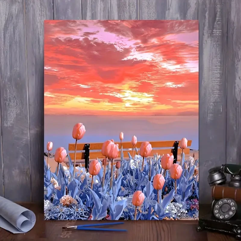 Paint By Number Kit - Glowing Tulips 40x50cm