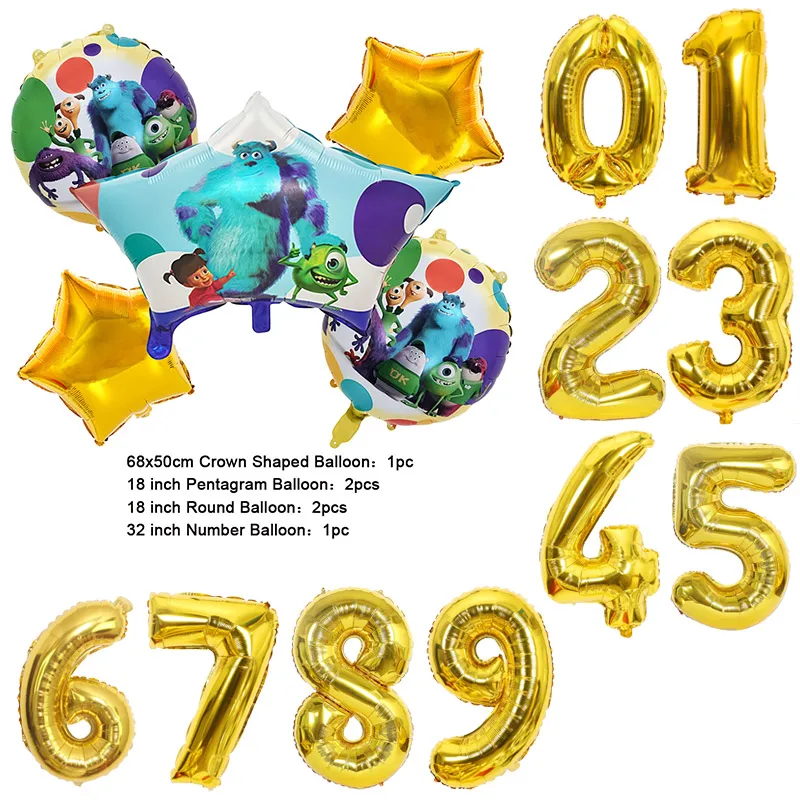 Color: Light Grey, Capacity: 1250ml - Monsters University Monsters, Inc. James P. Sullivan Theme Birthday Party Decoration Crown Shaped Balloon Set Baby Shower