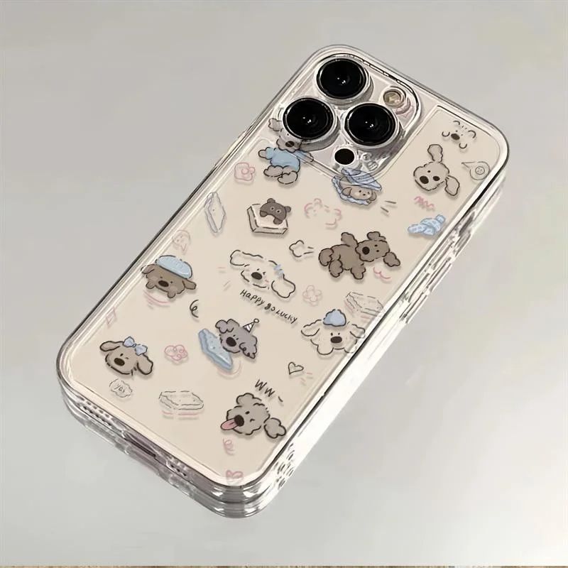 Color: Clear, Ships From: CHINA, Material: NEOPRENE - Cartoon full screen dog transparent phone case for iPhone 7 8 plus xr x 11 12 13 14 15 pro max soft silicone anti-drop