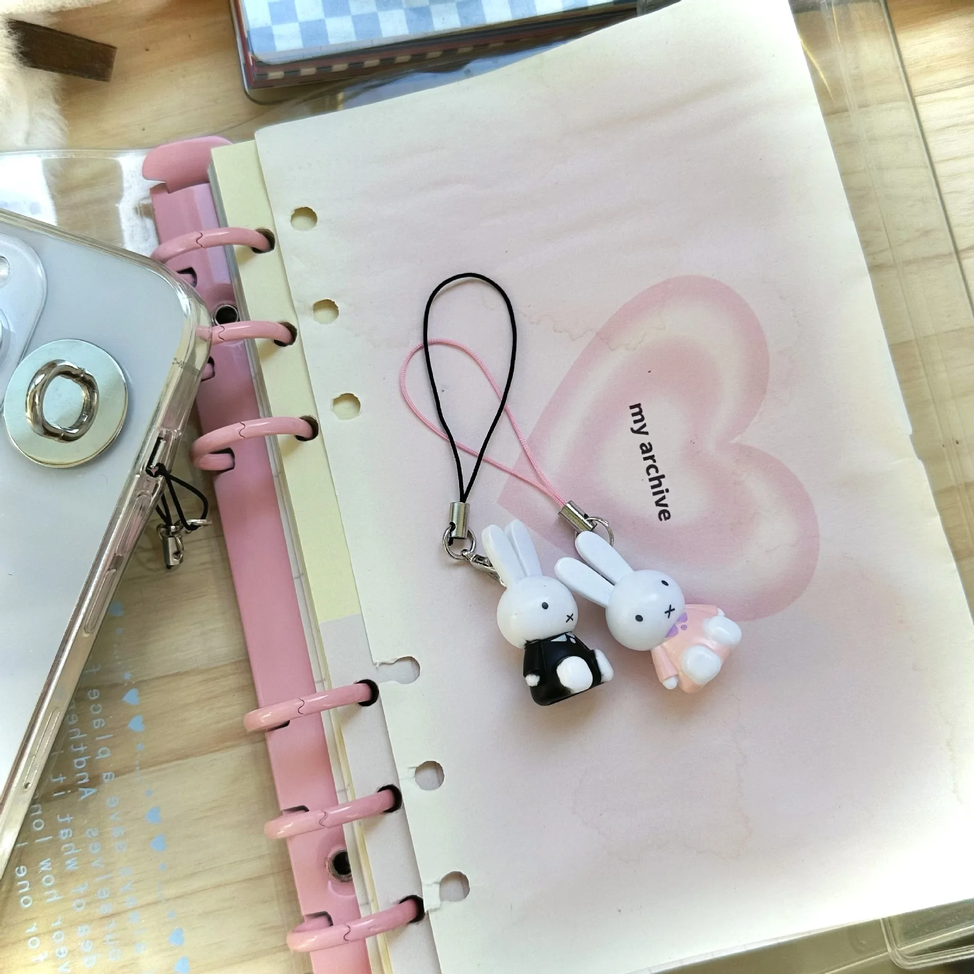 Color: Multicolor - Kawaii Miffy Key Chain Cartoon Cute Backpack Pendant Ornaments Mobile Phone Chain Christmas Gift