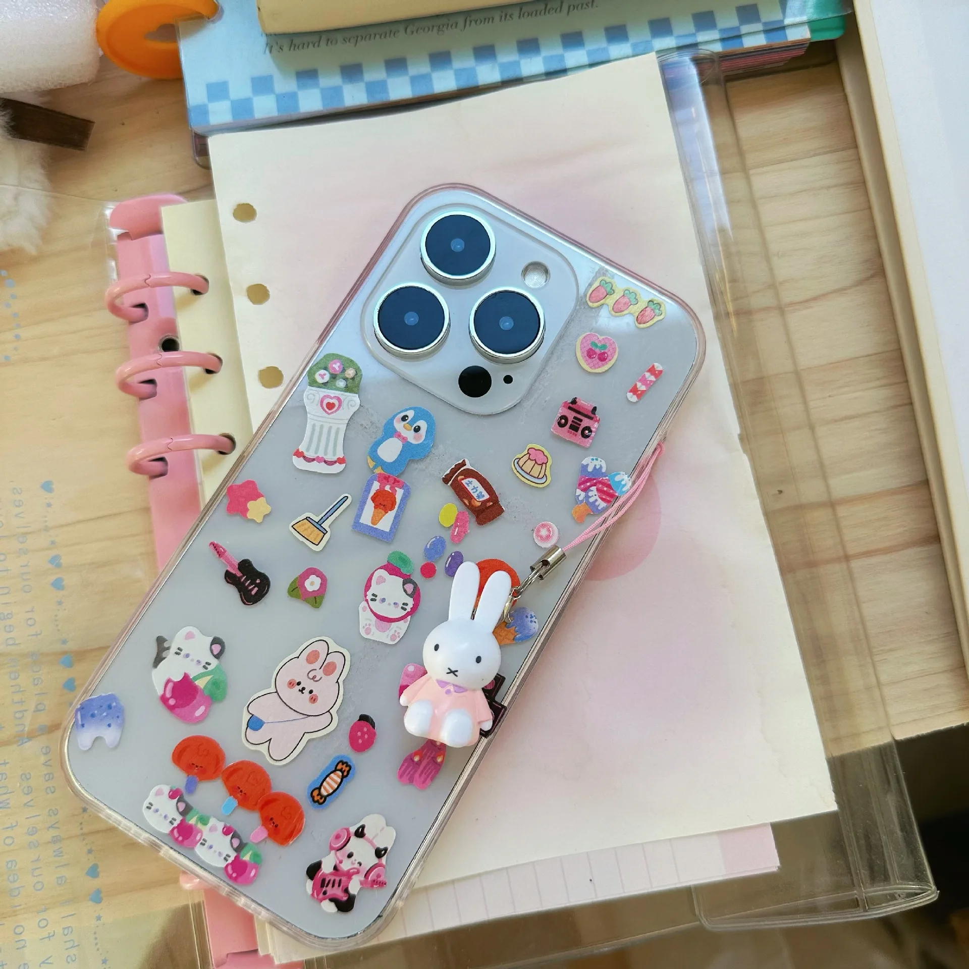 Color: Multicolor - Kawaii Miffy Key Chain Cartoon Cute Backpack Pendant Ornaments Mobile Phone Chain Christmas Gift