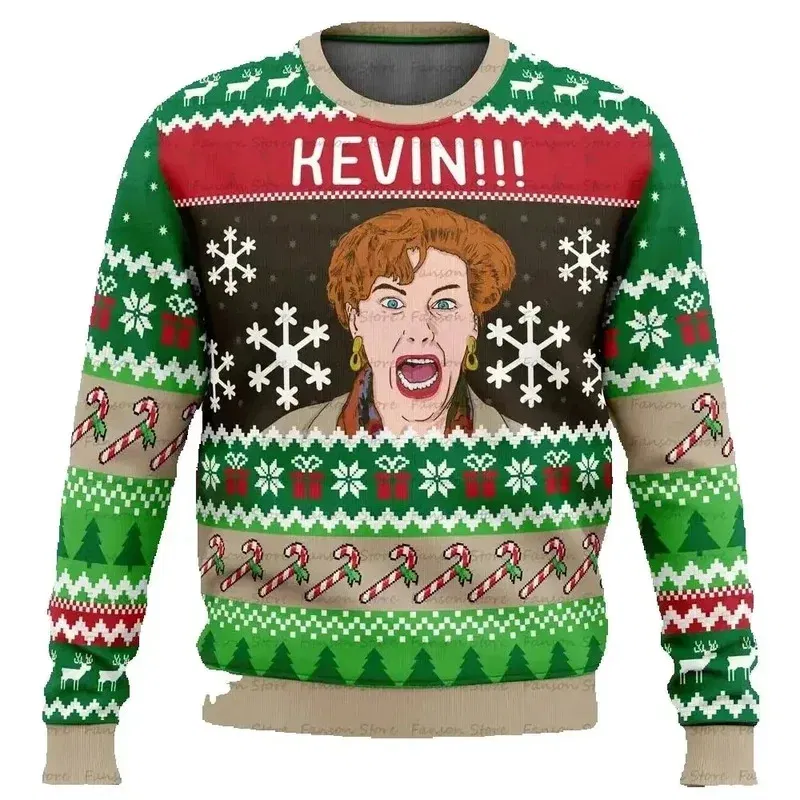 Color: Beige, Size: XL, Ships From: CHINA - Merry Christmas alone at home Ugly Christmas sweater cartoon animation Men's pullover 2026 fashionable couple shirts Sweatshirt