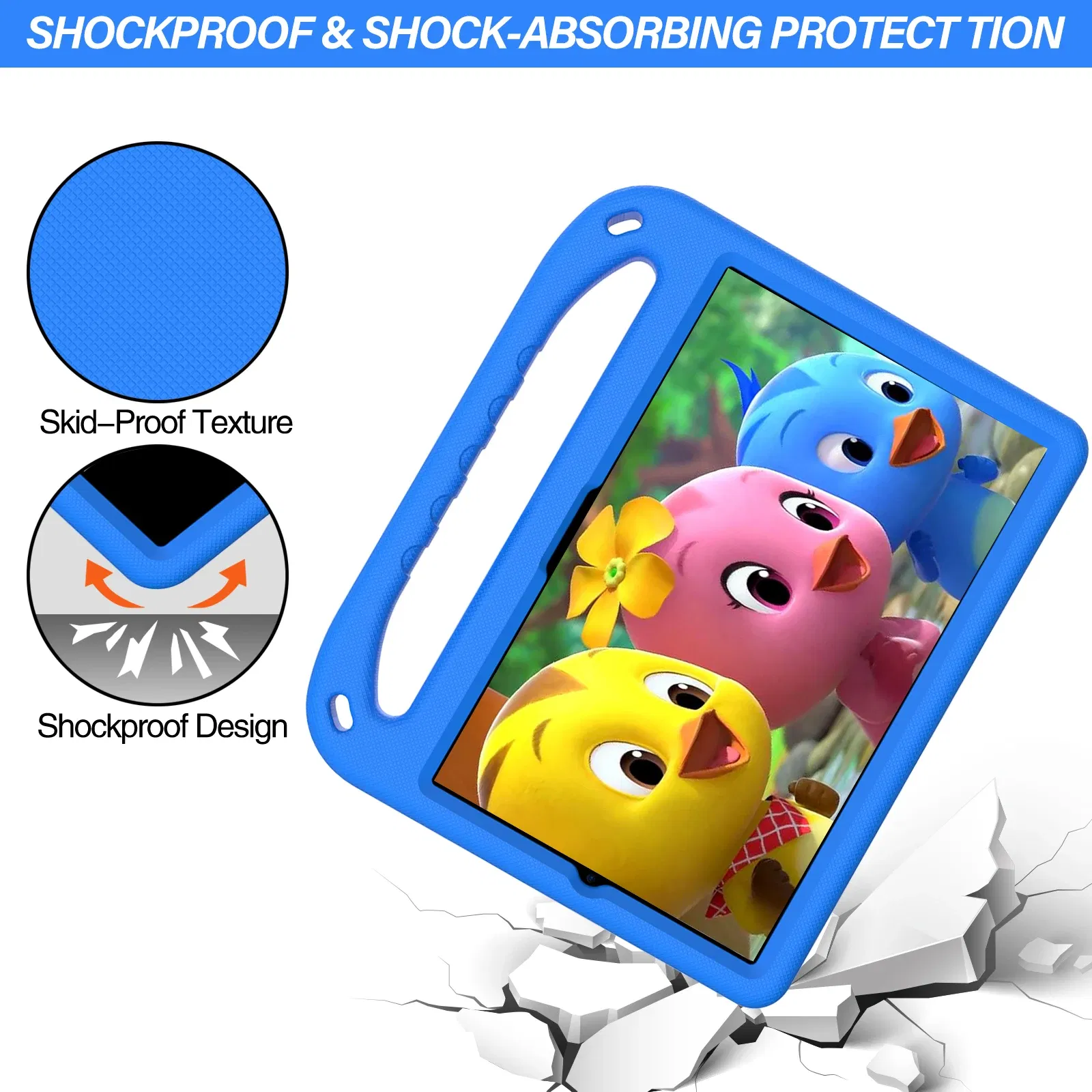 Color: Blue, Size: Fifteen - Kids tablet case for Samsung Galaxy Tab S9FE+ S9+ S9 S8 S8+ S7FE S7+ A7Lite S5e S6 Lite A9+ A9 A8 A7 T510 T307U Child shel