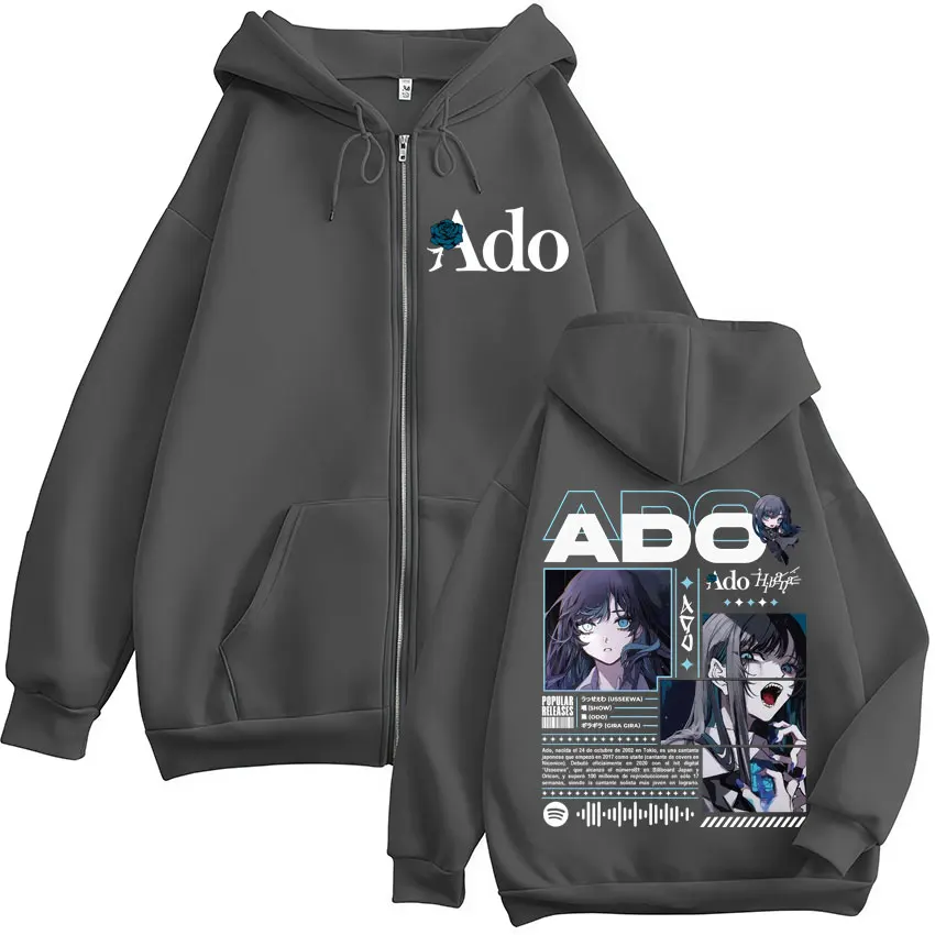 Color: Gold, Size: M - Ado World Tour 2025 Hibana Zipper Hoodies Men Women Clothing Fashion Harajuku Zip Up Sweatshirts Pullover Jacket Coat Streetwear
