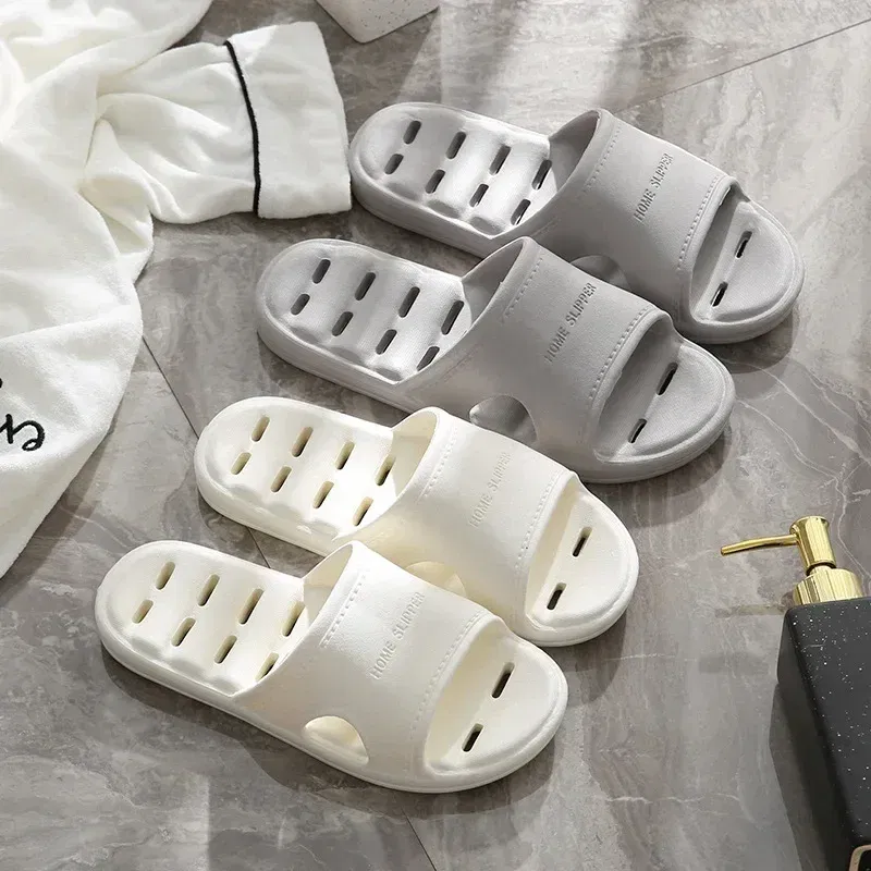 Color: Pink, Shoe Size: 3.5 - Men Bathroom Slippers Women Home Slipper Non-slip Water Leaky Slippers Couples Beach Flip Flop Comfortable Soft Sole Slides