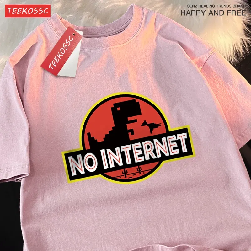 Color: green, Size: XXXL - No Internet Fun Little Dinosaur Short Sleeve Mens Cartoons Cotton Tshirt Summer High Quality Clothing Fashion Oversize T-Shirts