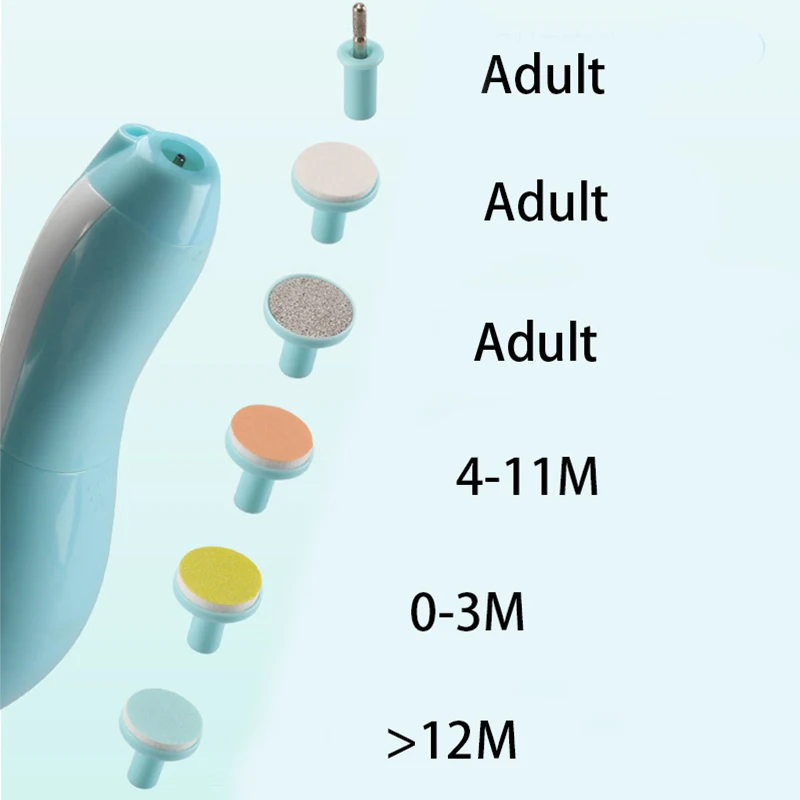 Color: Blue - Baby Electric Nail Trimmer Kid Nail Polisher Tool Baby Care Multifunctional Fingernail Cutter Trimmer Infant Manicure Set