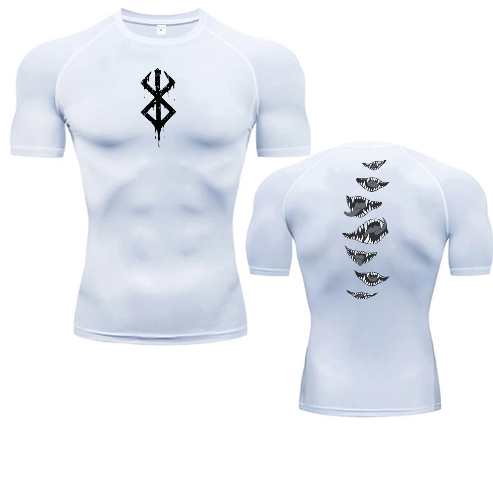 Color: GRAY, Size: M - 2024Anime Berserk Guts Men's Compression Shirt Fitness Sport Running Tight Gym TShirts Athletic Quick Dry Tops Tee Summer